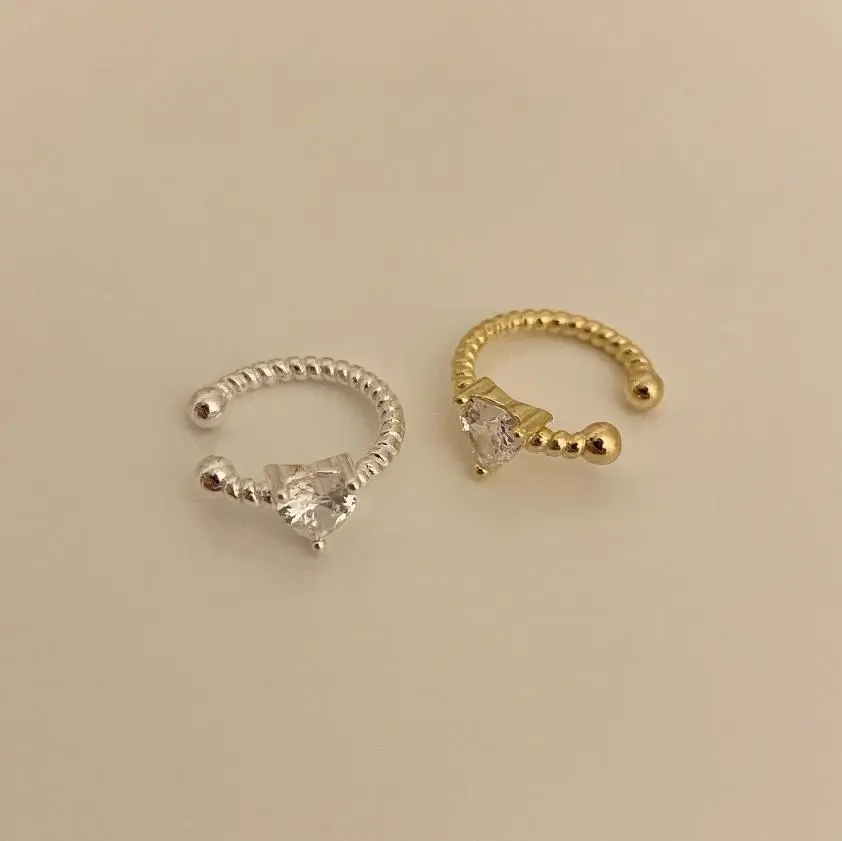 Silver Personalized Loving Heart Zircon Minimalist Ear Clip