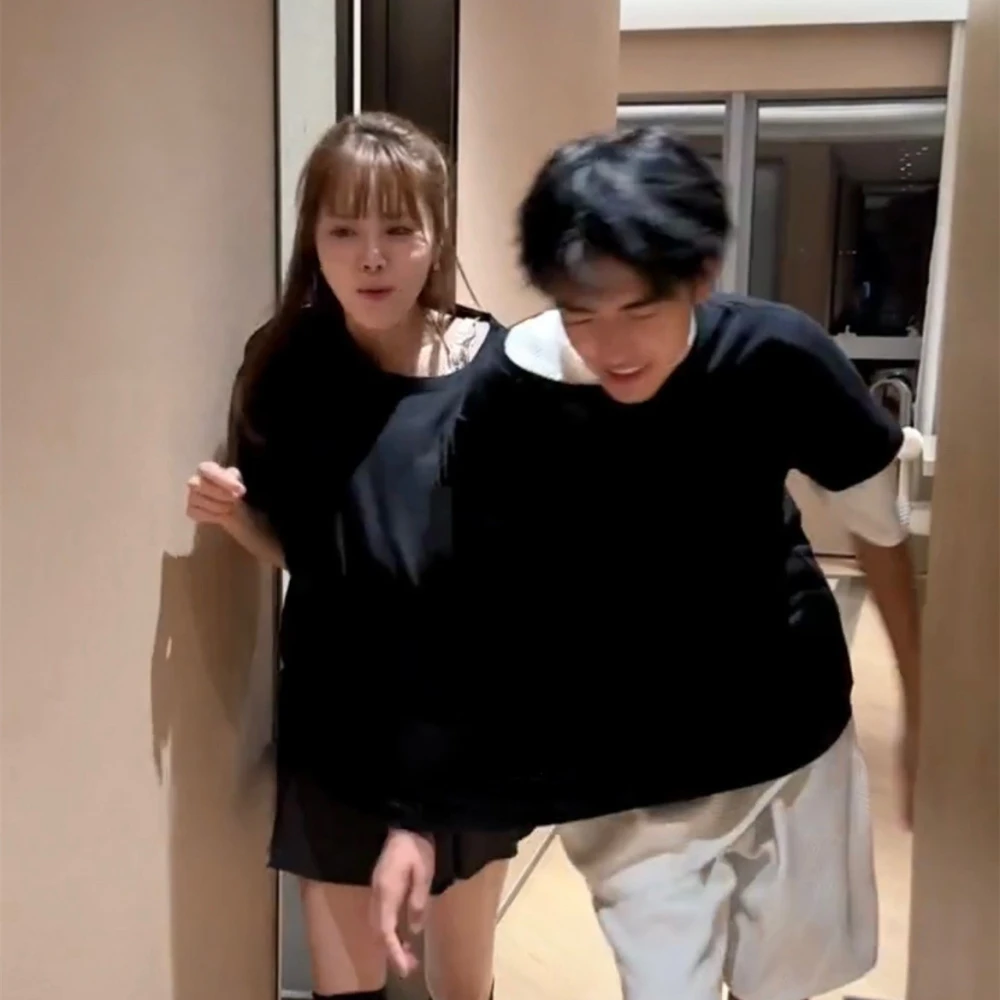 One-piece Double Couple T-shirt Fit Short Sleeve Homewear