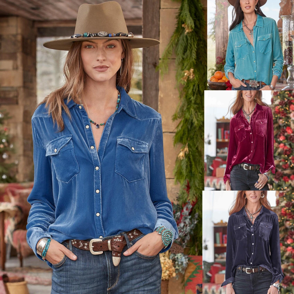 Loose Leisure All-matching Pleuche Long Sleeve Shirt