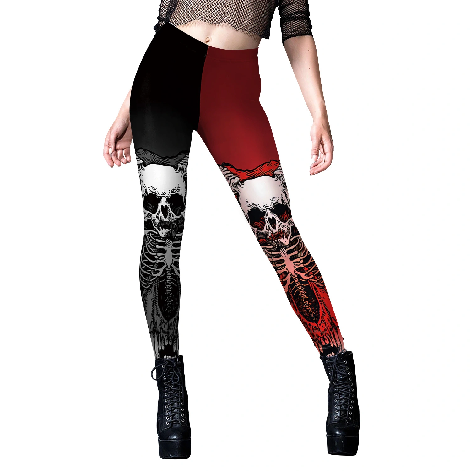 Women's Halloween Skull Pattern Digital Print Yoga Pants