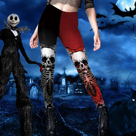 Women's Halloween Skull Pattern Digital Print Yoga Pants