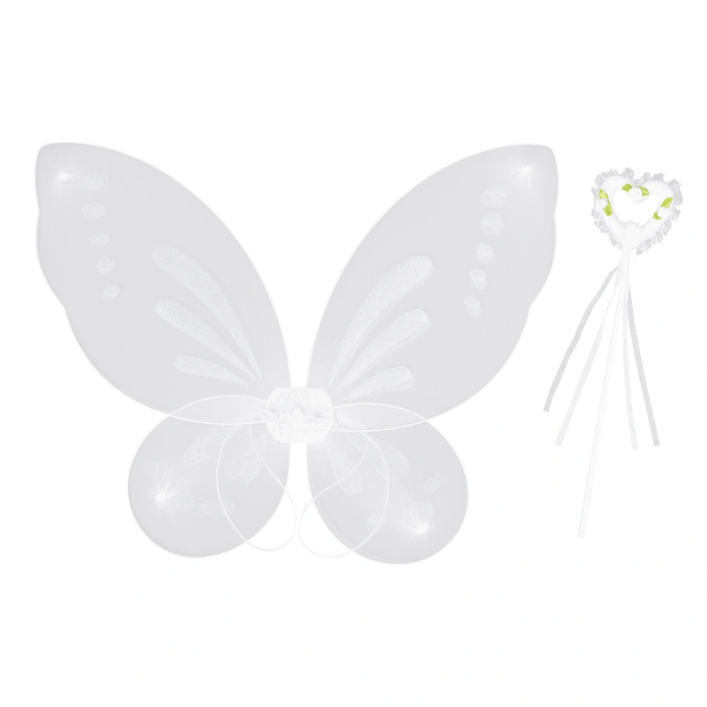 Girls Butterfly Wings Set Shiny Fairy Wings Flower Heart Magic Wand