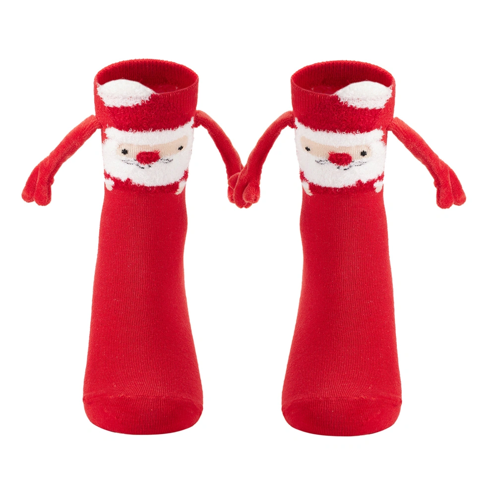 Couple Holding Hands Socks, Mid-Tube Christmas Snowman Magnetic Socks