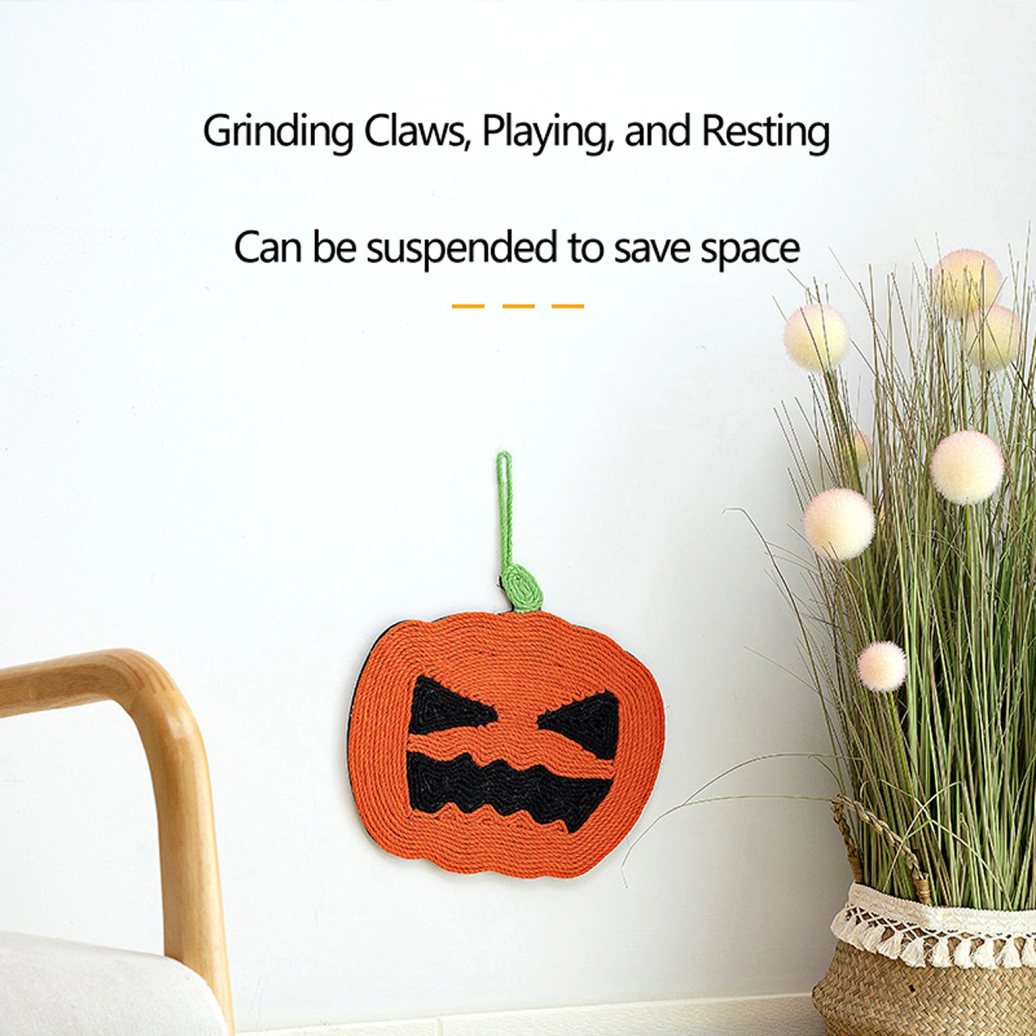 Cat Scratching Pad Novelty Pumpkin Cat Scratcher Mat with Lanyard