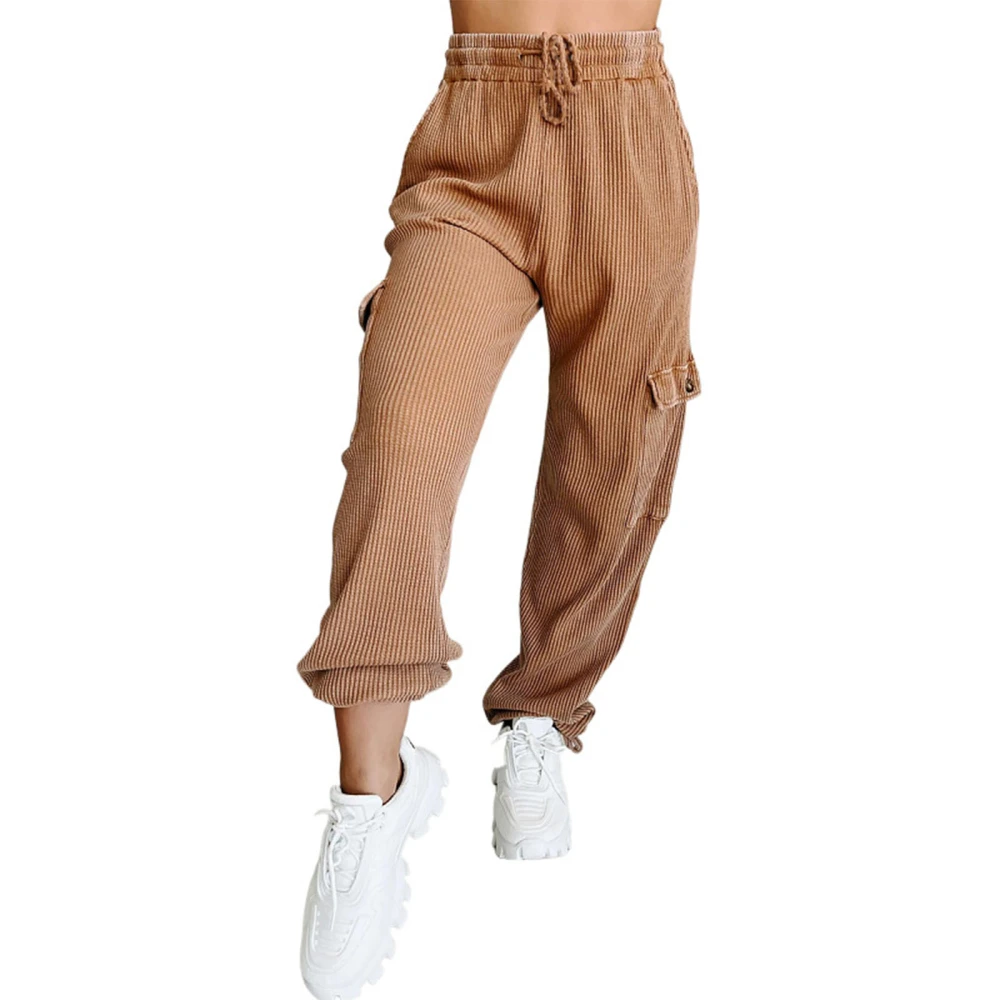 Women Corduroy Pants Casual Solid Color Straight Leg Loose Pants