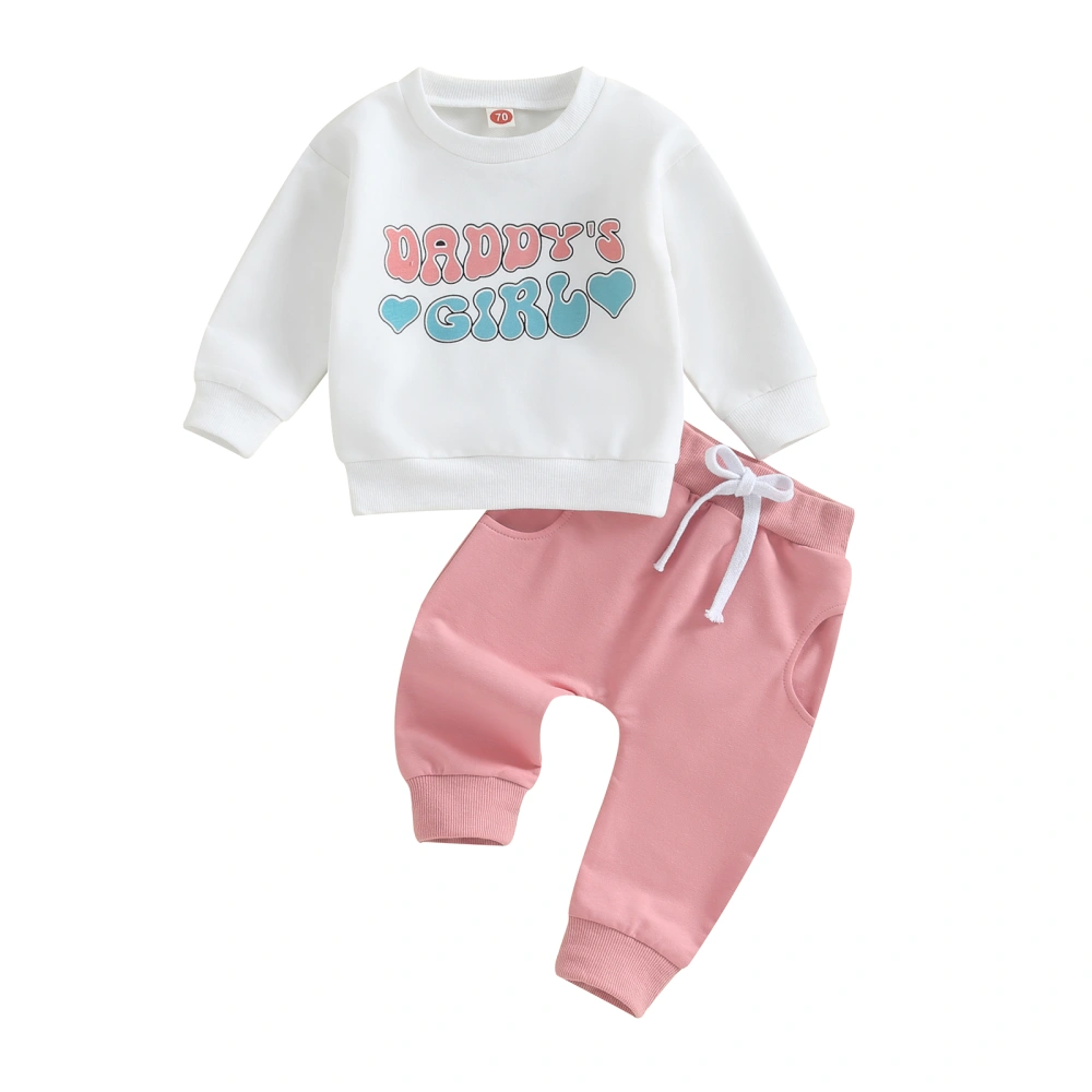 Toddler Girls 2 Piece Outfit Letter Print Sweatshirt and Elastic Pants