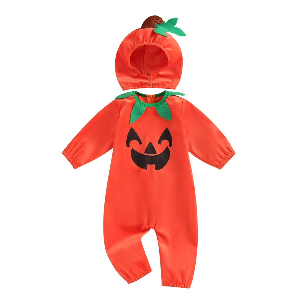 Baby Halloween Rompers Newborn Girl Boy Pumpkin Face Jumpsuit