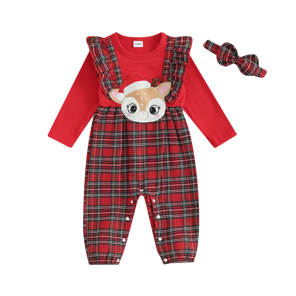 Baby Rompers Christmas Clothes Deer Pattern Bodysuits with Headband