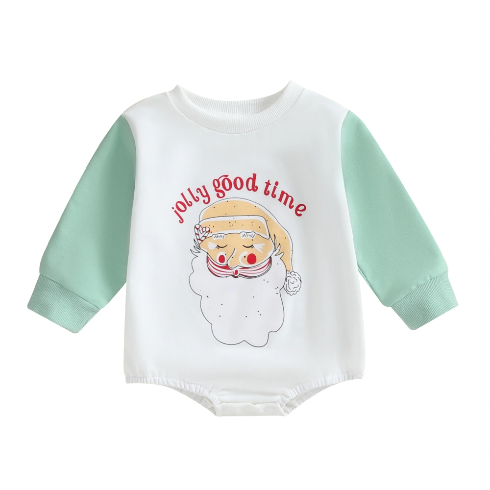 Baby Christmas Sweatshirt Jumpsuit Cartoon Print Long Sleeve Romper