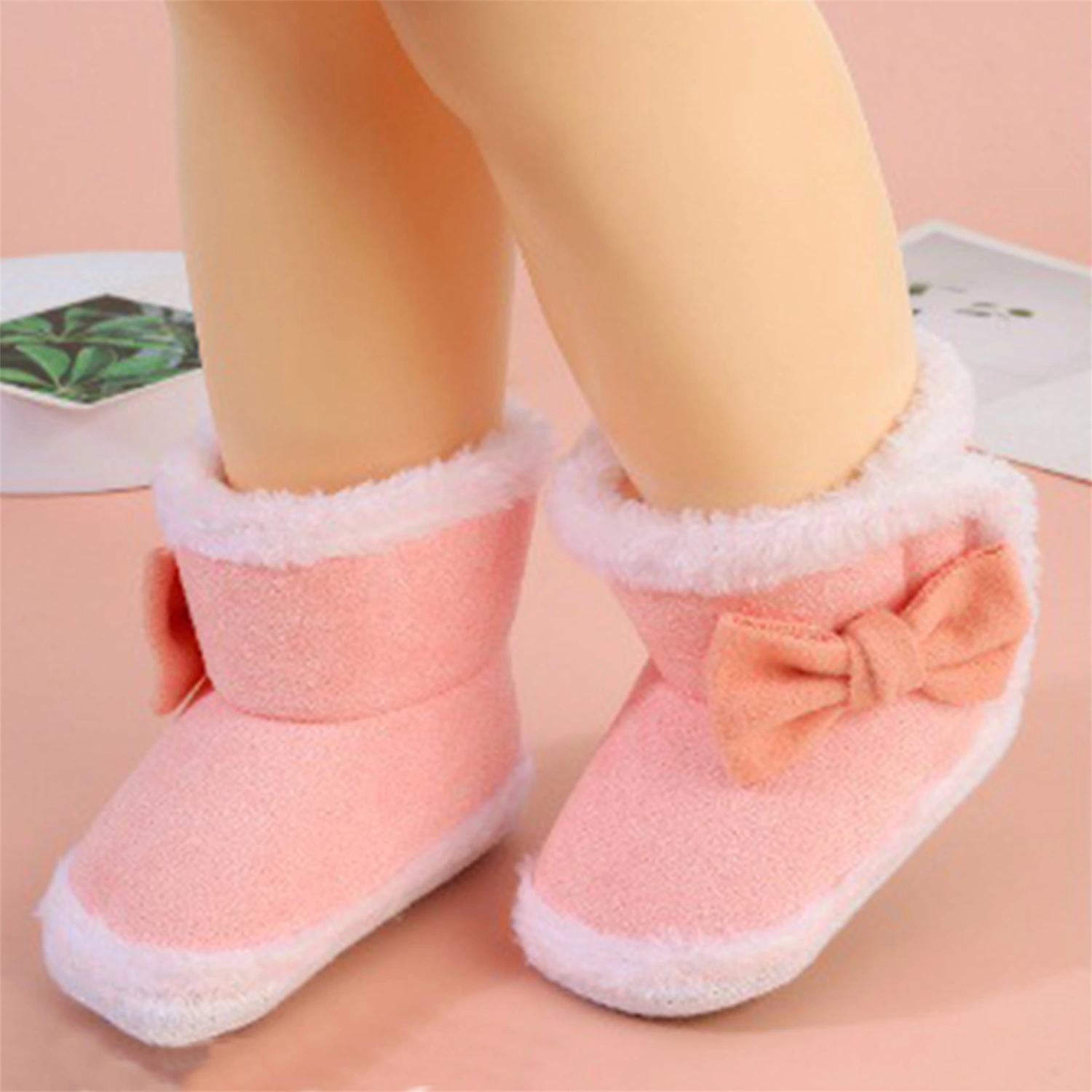 Infant Winter Snow Boots Bow Decorated Suede Boots Warm Shoes