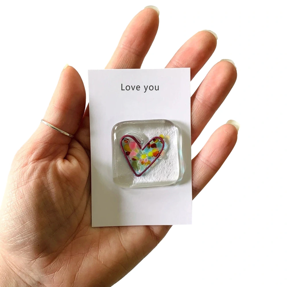 Pocket Heart Hug Token, Glass Token With Greeting Card Keepsake Gift