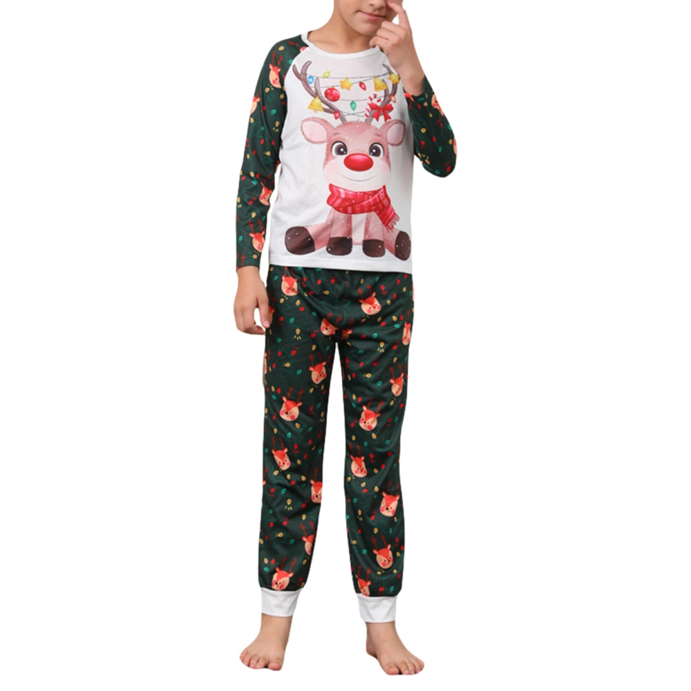 Christmas Pajamas for Family Long Sleeve Elk Print Raglan Tops + Pants