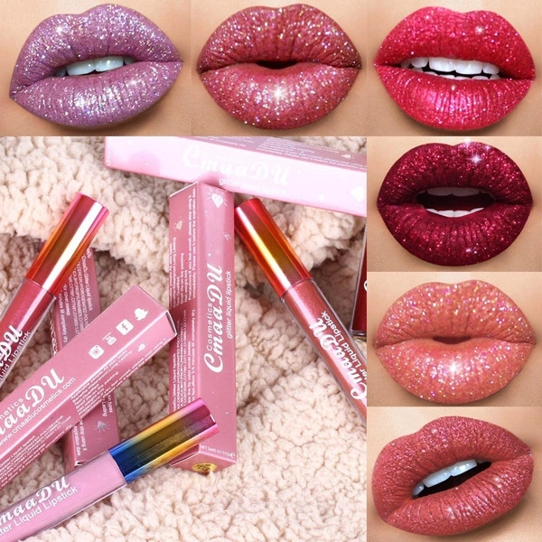 Cmaadu diamond illusion shiny matte metallic lip gloss lipstick