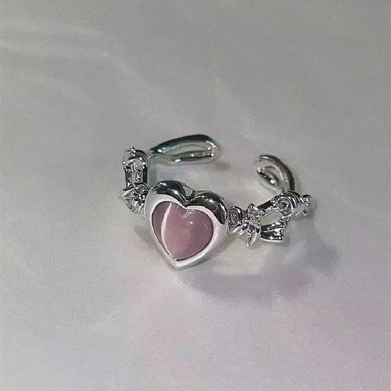 Women Heart Ring, Elegant Sweet Adjustable Ring Jewelry Birthday Gift