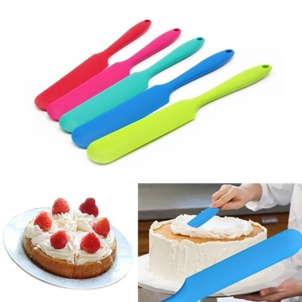 1 x Silicone Batter Spatula Cake Cream Mixer Long Handled Models Baking Scraper Random Color