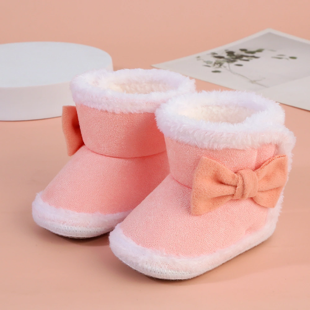 Infant Winter Snow Boots Bow Decorated Suede Boots Warm Shoes