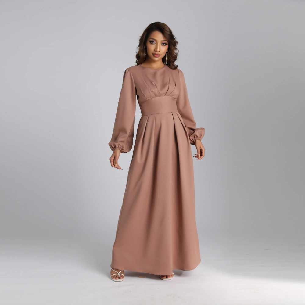 Slim Waist Solid Color Elegant Dress