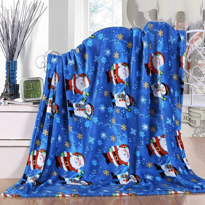 Double-sided Flannel David's Deer Snowman Christmas Printed Blanket