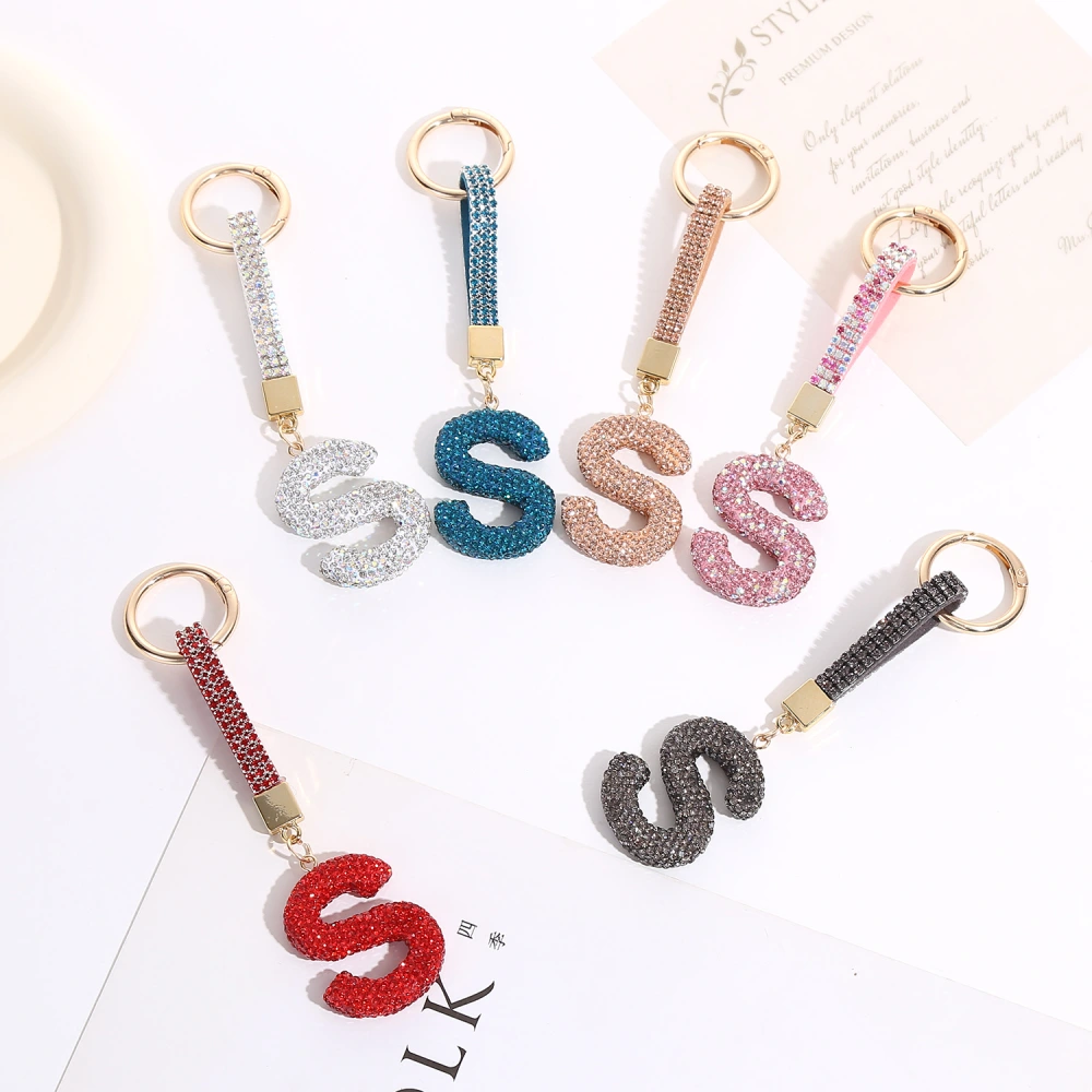 Home Fashion Simple Full Diamond Letter S Keychain