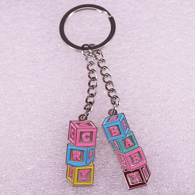 Crying Baby Colorful Letters Building Blocks Module Keychain