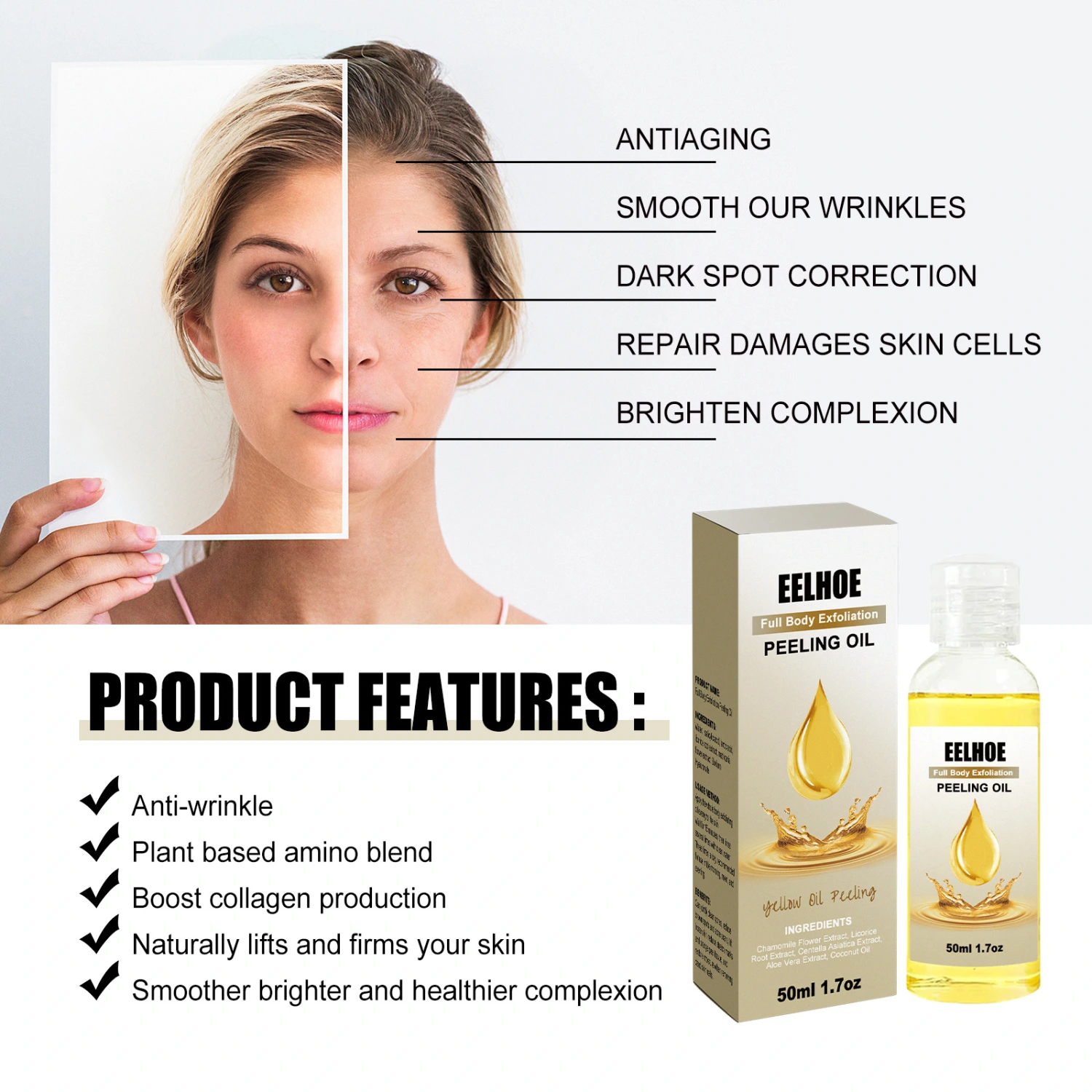 Delicate Brightening Body Cleaning Exfoliating Skin Care Oil