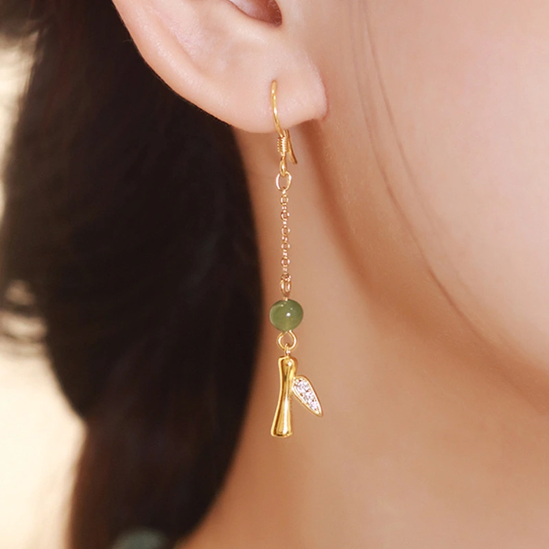 Bamboo Earrings Women's High-rise Retro