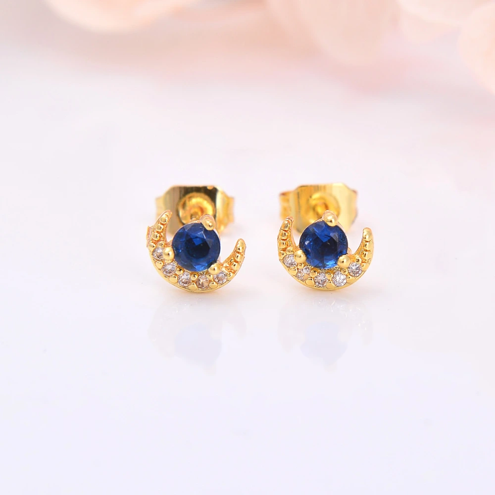 Copper Zircon-encrusted Stud Earrings Ornament