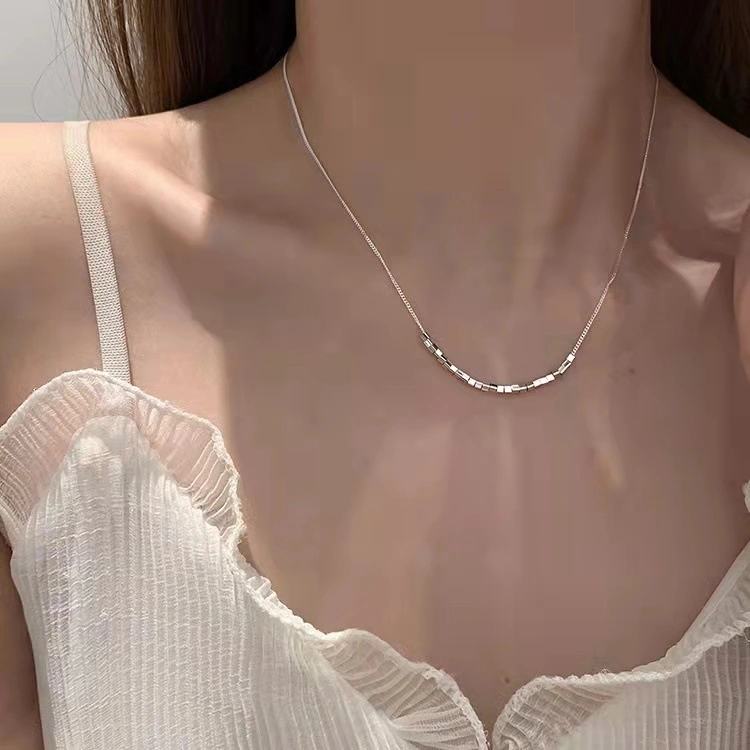 Simple All-match Small Square Necklace Female Clavicle Chain