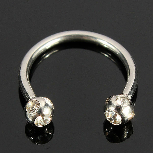 Stainless Steel Perforated Crystal Horseshoe Nose Ring Lip Bar Earrings Multi-purpose Ring