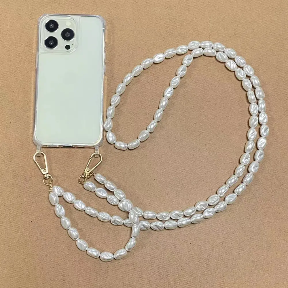 Silicone Pearl Hand Holding Chain Crossbody Detachable Chain Phone Case