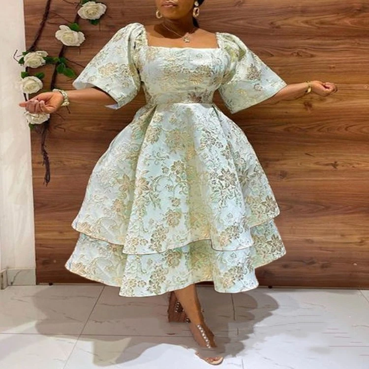 Mid-length Printed Slim-fit High Waist Dress
