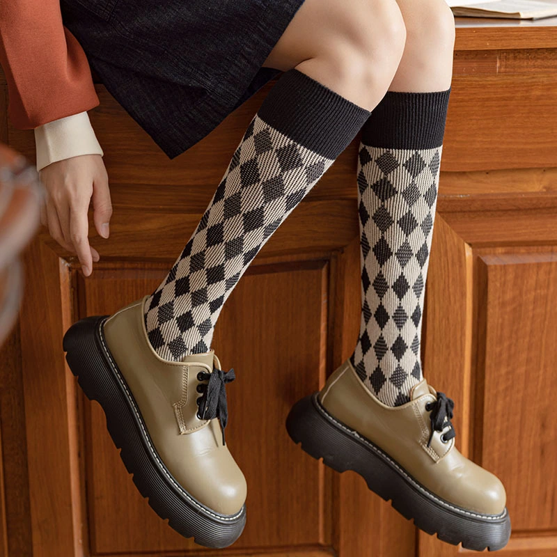 Slimming Versatile Rhombus Calf Socks Women