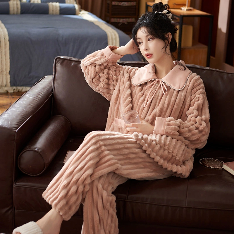 Women's Fashion Home Wear Flannel Pajama Set