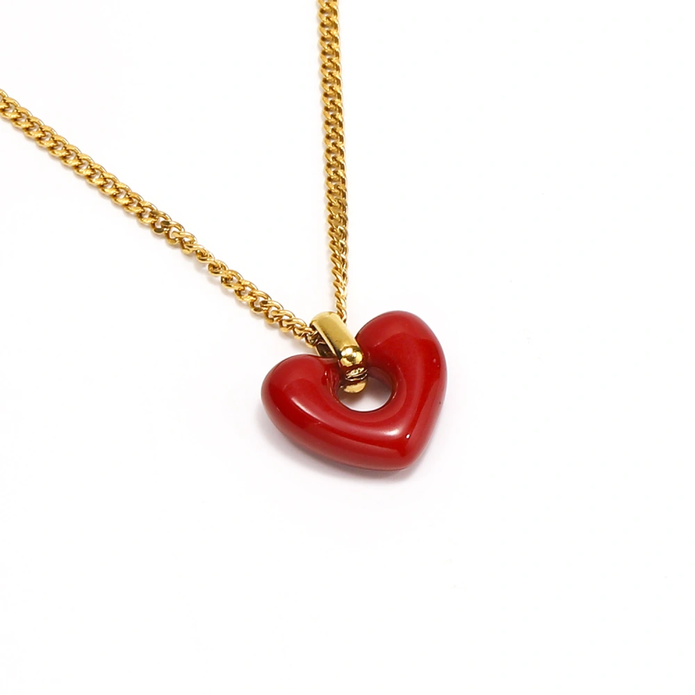 Heart-shaped Red Agate Pendant Women