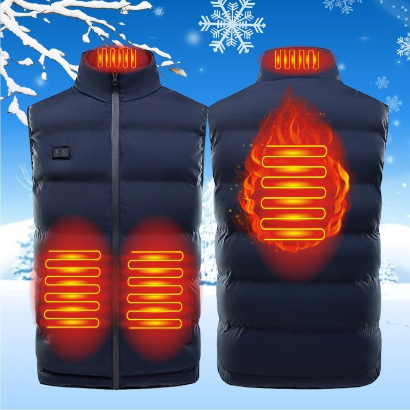 Men's Stand Collar Four-zone Double-control Heating Cotton Vest