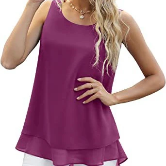 Women's Chiffon Shirt Sleeveless Vest Double-layer Casual Shirt