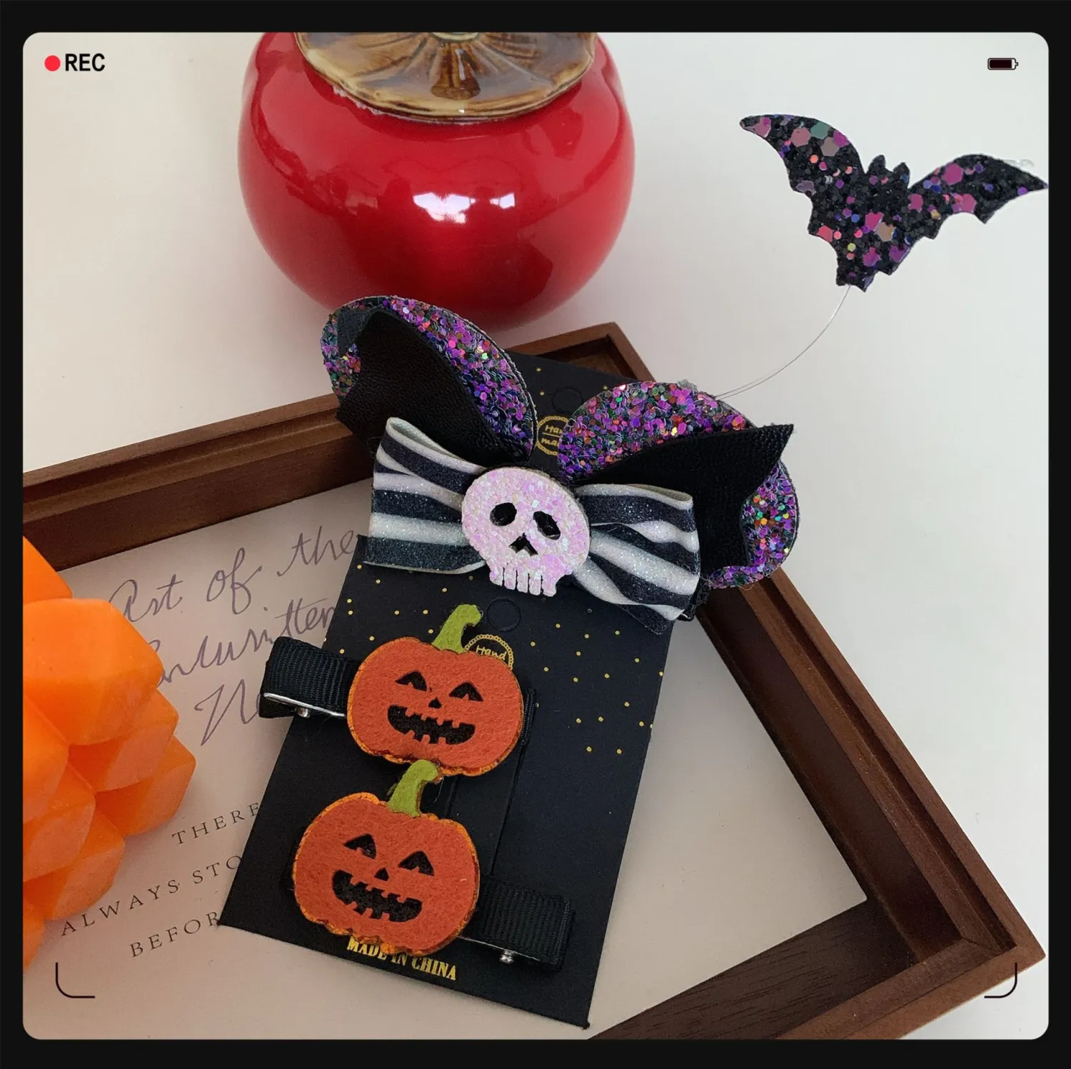 Children's Pumpkin Skull Barrettes Halloween Bat Barrettes