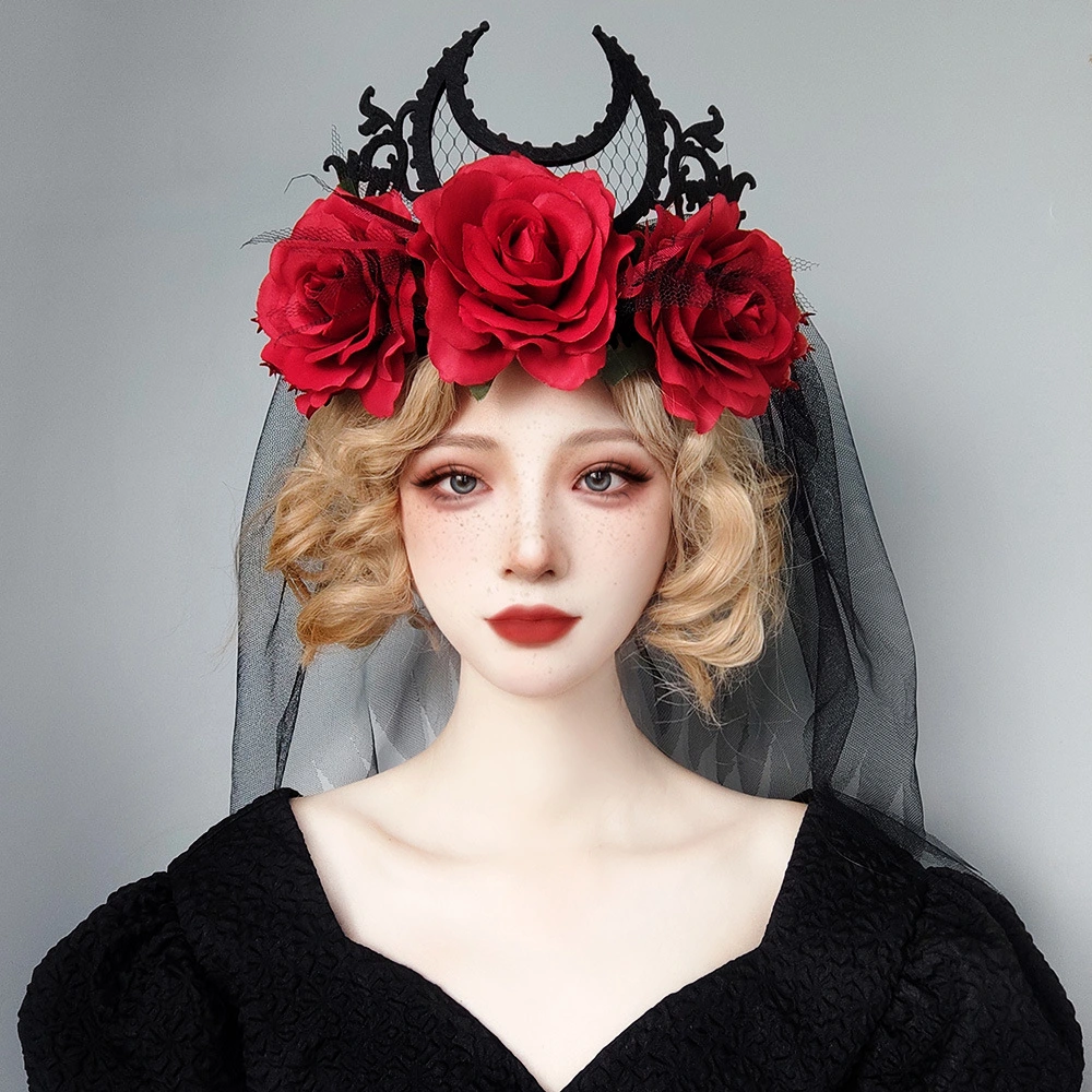 Gothic Style Veil Crown Death Demon Witch Princess Halloween