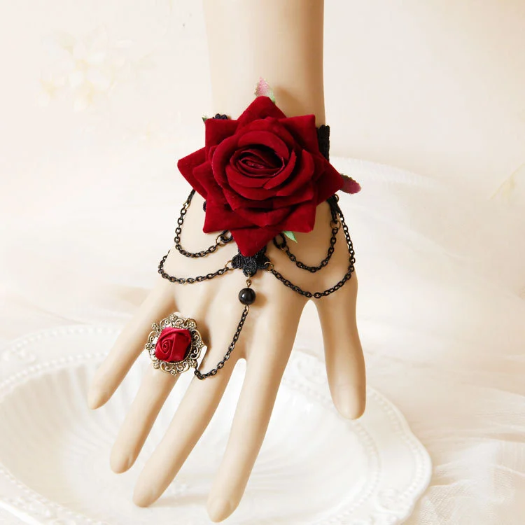 Halloween Red Rose Tassel Bracelet Universal Ring Integrated Wristband Ornament