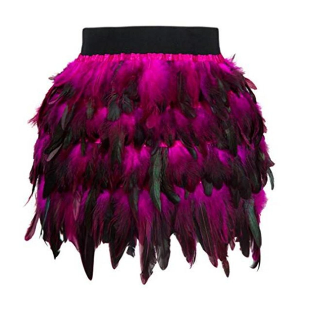 Women Feather Skirt Elastic Waist Cosplay Mini Skirt Halloween Costume