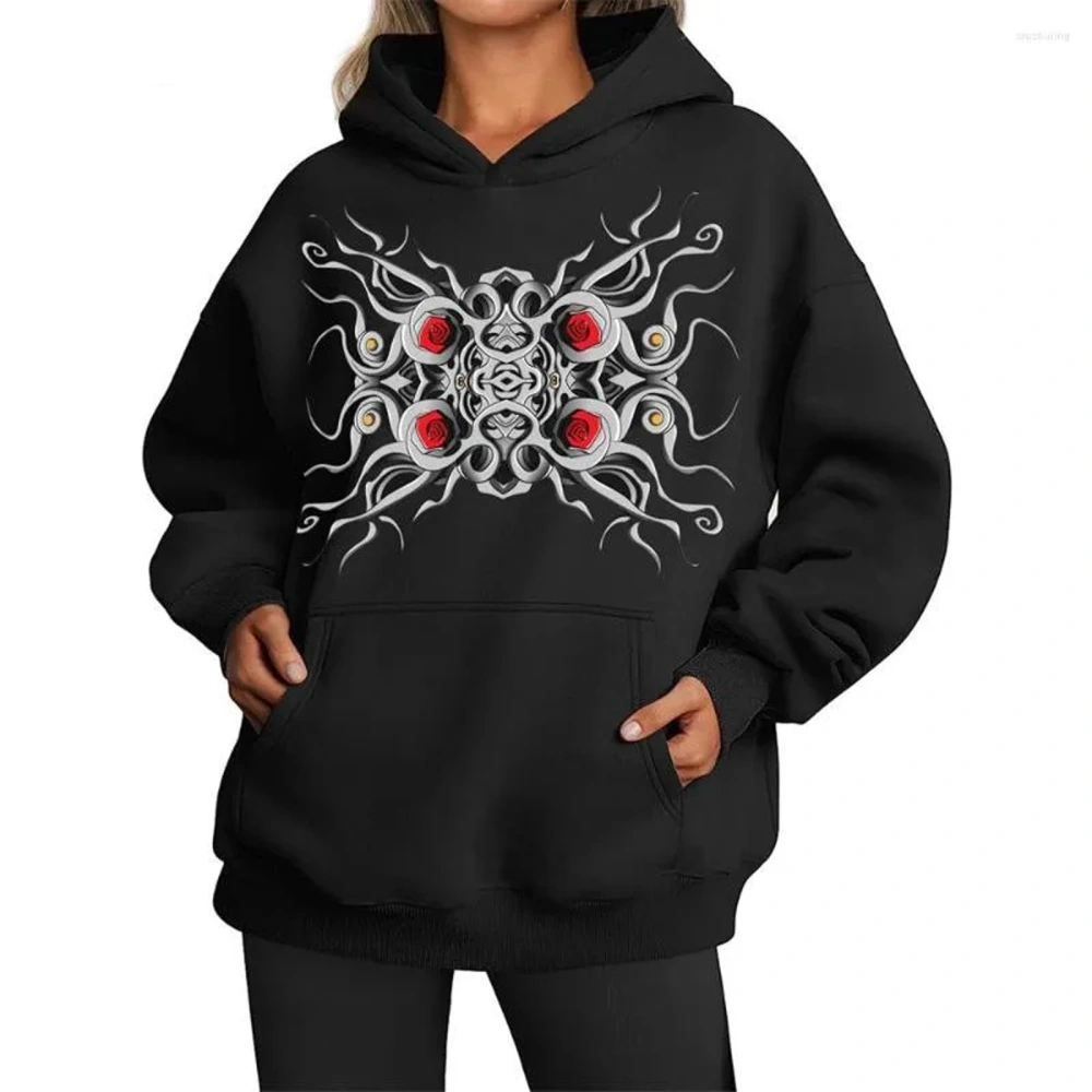 Women Hoodie, Long Sleeve Graphic Print Hooded Sweatshirt Pullover