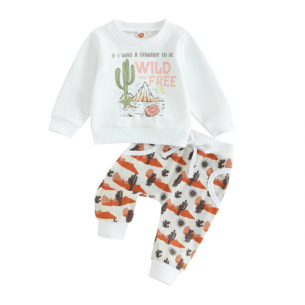 Baby 2 Piece Cute Outfit Western Long Sleeve Sweatshirt and Pants