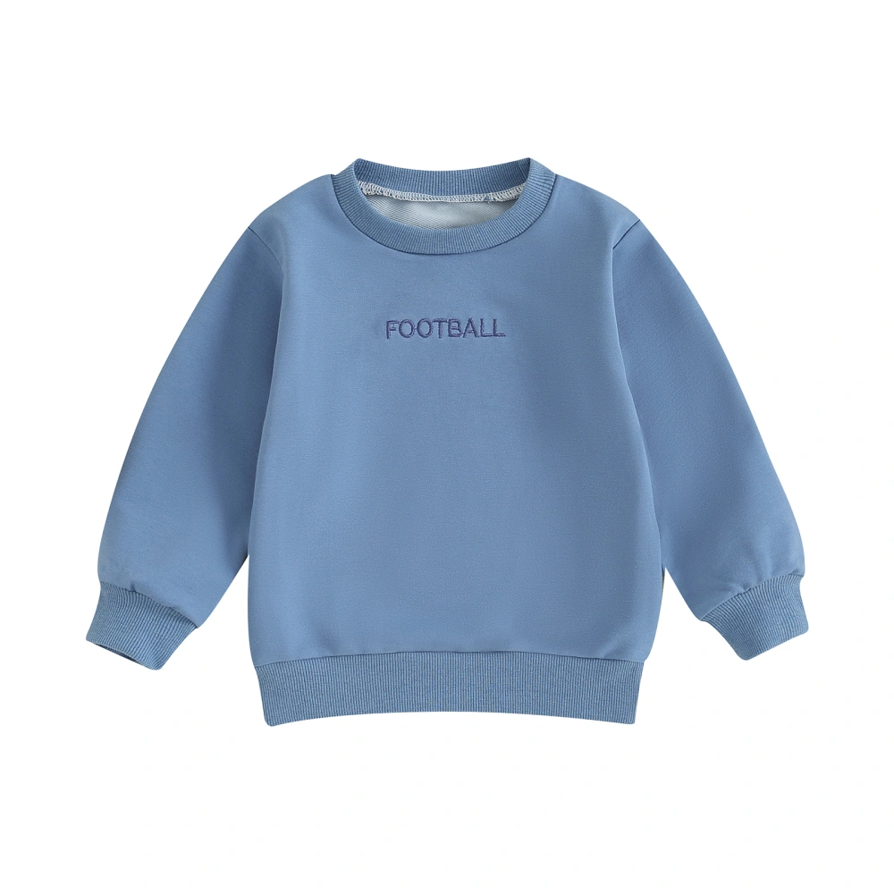 Boy Fall Sweatshirt Football Letter Embroidery Long Sleeve Pullover