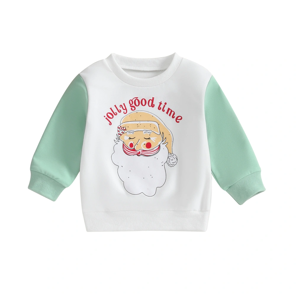 Kids Baby Sweatshirt Christmas Santa Print Long Sleeve Pullovers 