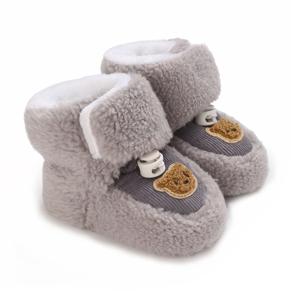 Newborn Snow Boots Cute Bear Pattern Winter Ankle Boots Walking Shoes