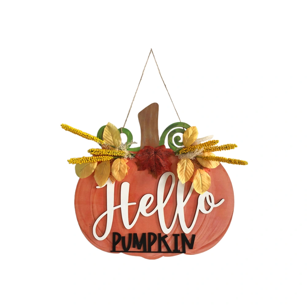 Pumpkin Door Sign, Letter Print Maple Leaf Thanksgiving Wreath