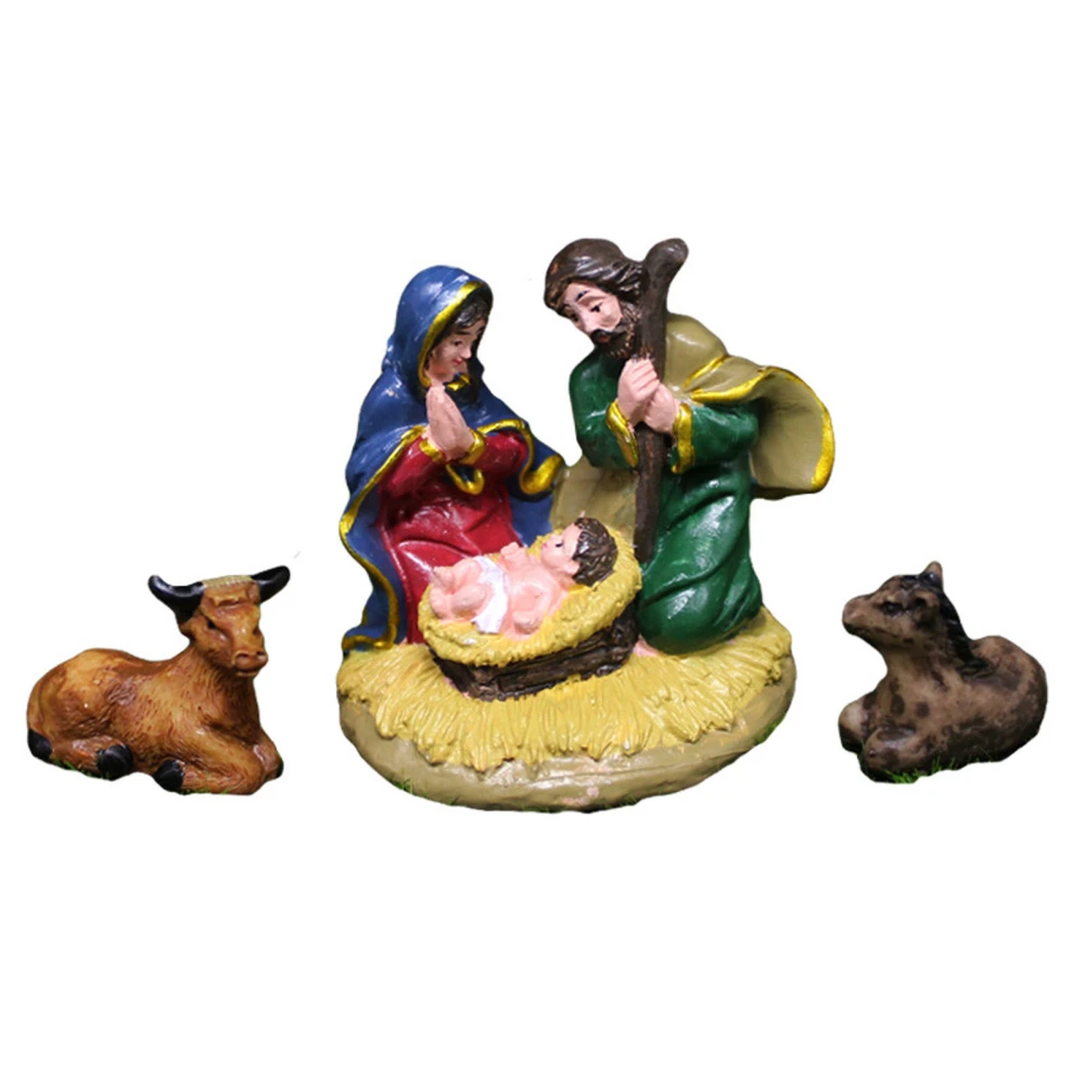 Christmas Nativity Figurine Set Jesus Manger Scene, Hand Resin Statue