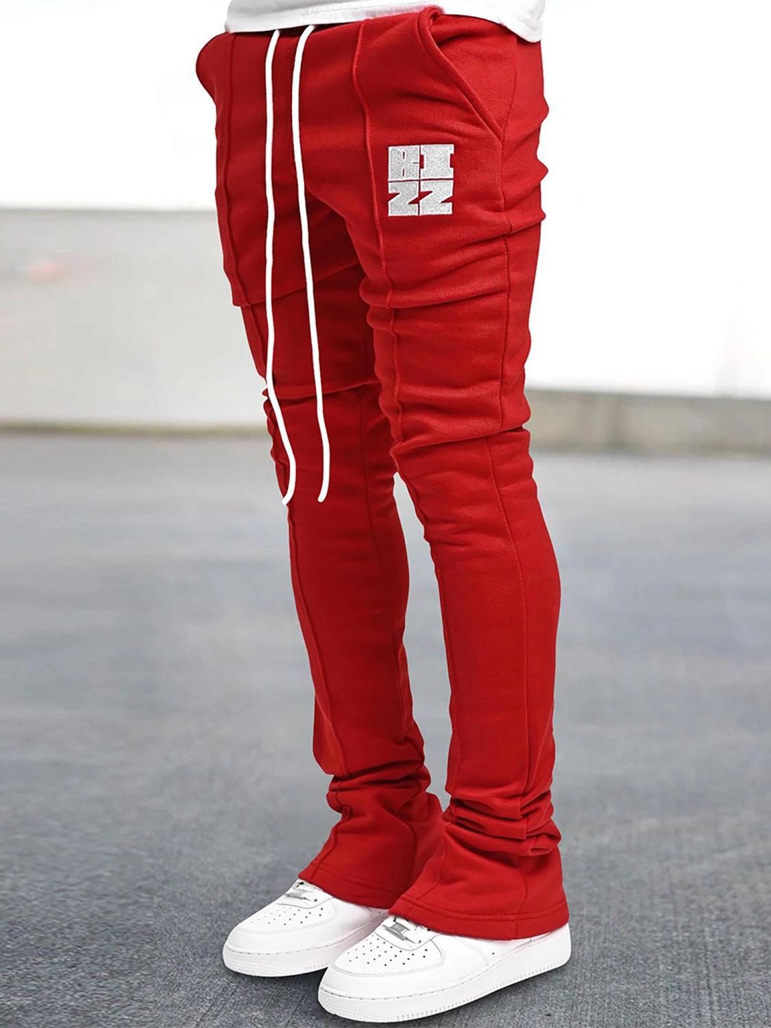 Men Flare Pants, Letters/Star Casual Pants Trousers with Pockets