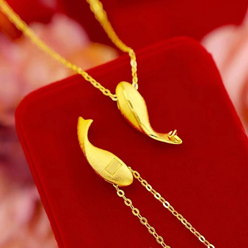 2023 Summer New Gold Whale Necklace Niche Design Sense Does Not Lose Colour Collarbone Chain Simple Ins Necklace