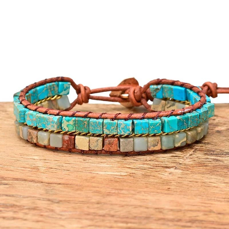 Double-layer Bead Leather Hand-woven Bohemian Bracelet